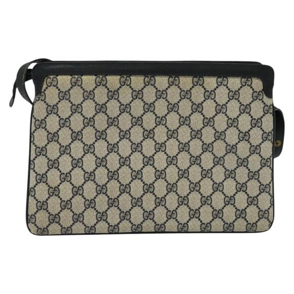 GUCCI GG Supreme Sherry Line Shoulder Bag Pvc Navy Gold 41 02 013 - Picture 3 of 16
